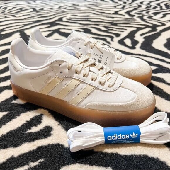NWT Adidas Sambae Platform?Gum Sneakers Cloud White Wonder White Sz Women’s